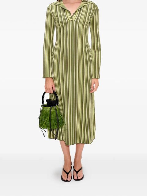 Simon Miller collared striped midi dress - Green - zdjęcie produktu nr 1