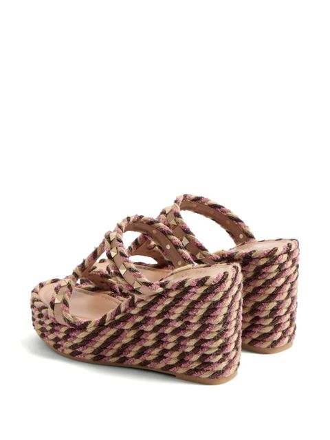 Valentino Garavani 90mm Rockstud wedge sandals - Neutrals