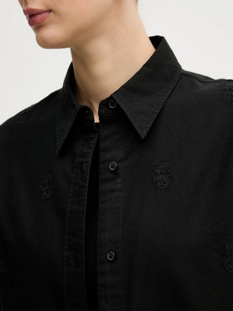 Tommy Hilfiger koszula bawełniana damska kolor czarny regular z kołnierzykiem klasycznym WW0WW49386