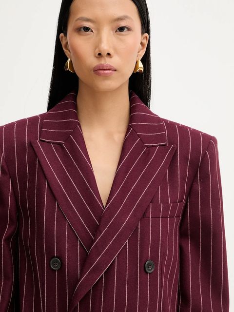 MAX&Co. marynarka z dodatkiem wełny kolor bordowy oversize wzorzysta 2528046042200