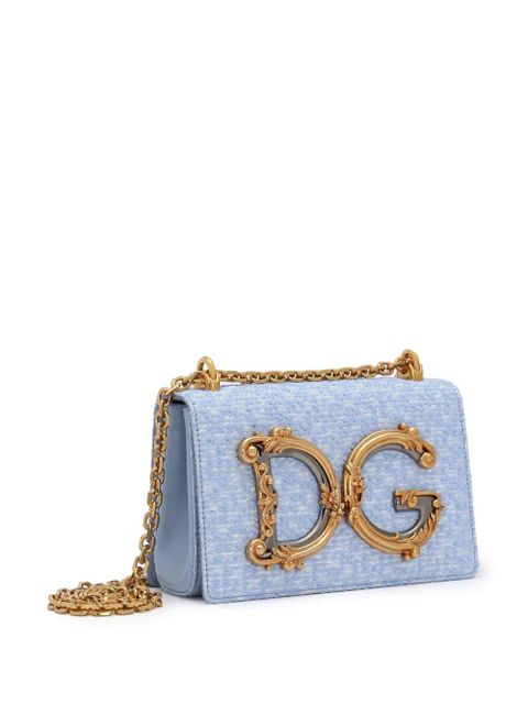 Dolce & Gabbana logo plaque bouclé cross body bag - Blue