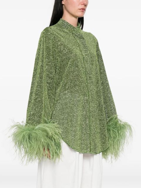 Oséree feather-trim blouse - Green - zdjęcie produktu nr 2