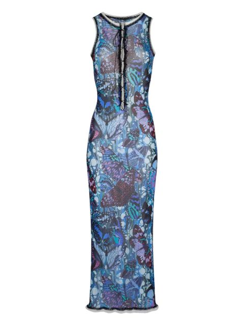 Jean Paul Gaultier butterfly-print mesh dress - Blue - zdjęcie produktu nr 1