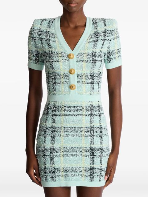 Balmain glittered tweed minidress - Green