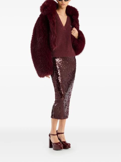 ROTATE BIRGER CHRISTENSEN sequin-embellished skirt - Red - zdjęcie produktu nr 2