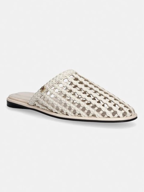 Tommy Hilfiger klapki damskie HILFIGER LEATHER MIX FLAT MULE - zdjęcie produktu nr 1
