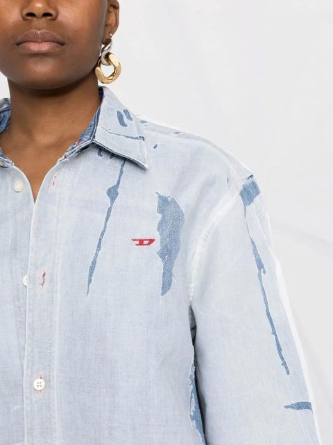 Diesel distressed denim shirt dress - Blue