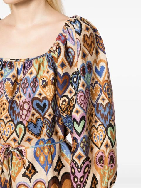 FARM Rio puff sleeves dress - Neutrals