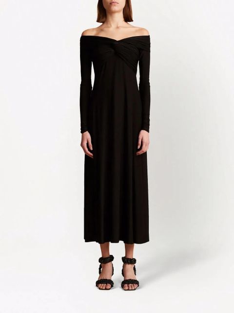 KHAITE Cerna off-shoulder midi dress - Black