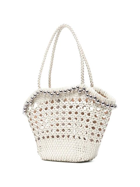 Osoi Lip woven beaded shoulder bag - White
