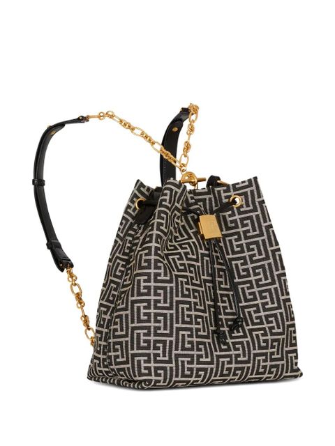 Balmain monogram jacquard backpack - Black