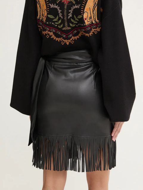 Never Fully Dressed spódnica Vegan Leather Mini Fringe Jaspre