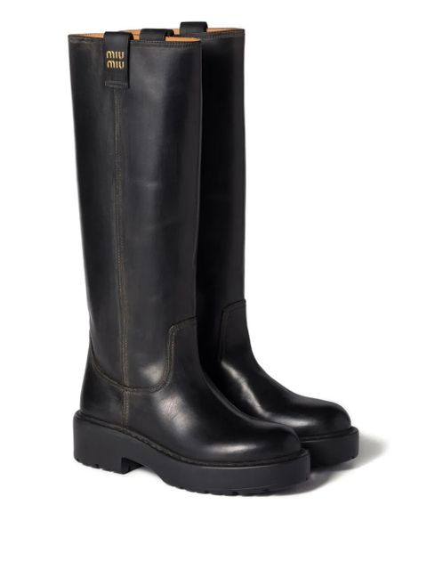 Miu Miu leather boots - Black - zdjęcie produktu nr 2