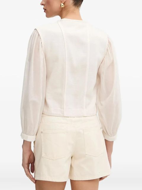 PINKO V-neck zip-up blouse - White - zdjęcie produktu nr 2