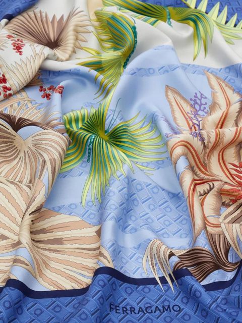 Ferragamo Dure-print silk scarf - Blue
