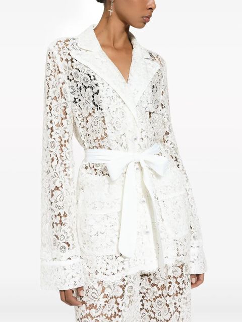 Dolce & Gabbana DNA floral-lace belted shirt - White