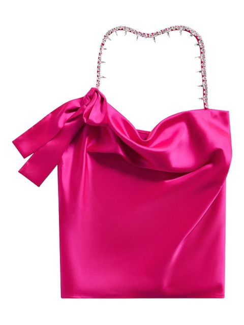 AREA crystal-embellished satin halterneck top - Pink - zdjęcie produktu nr 1