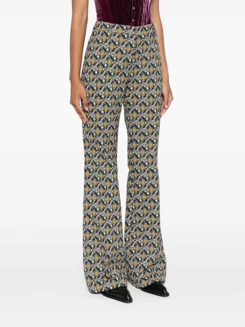 ETRO patterned-jacquard flared trousers - Green - zdjęcie produktu nr 2