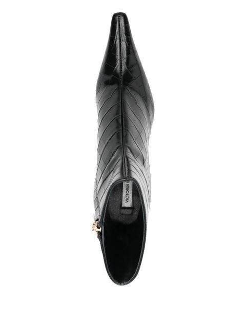 Victoria Beckham Sloan pointed crocodile-effect boots - Black - zdjęcie produktu nr 2