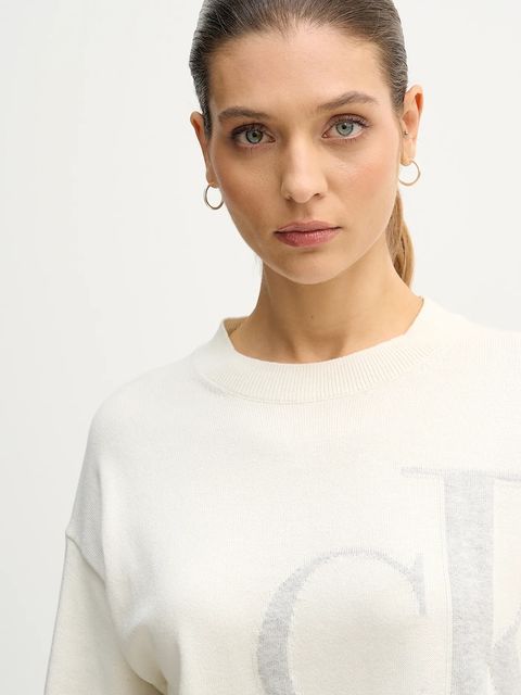 Calvin Klein Jeans sweter bawełniany damski kolor beżowy LV047E304G