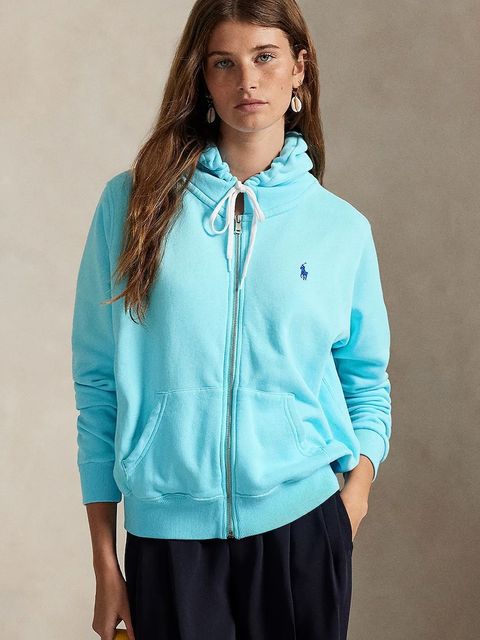 Polo Ralph Lauren bluza damska kolor turkusowy z kapturem gładka 211971693 - zdjęcie produktu nr 1