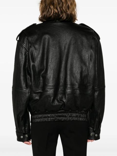 Saint Laurent leather zip-up jacket - Black