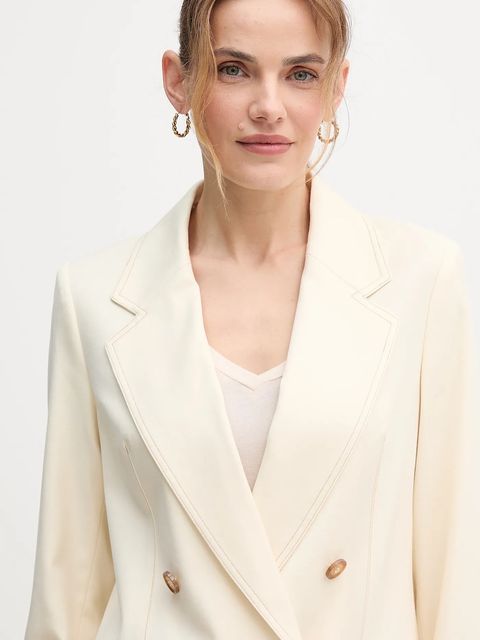 United Colors of Benetton marynarka z domieszką wełny kolor beżowy dwurzędowa gładka 2YVXDW03A - zdjęcie produktu nr 2