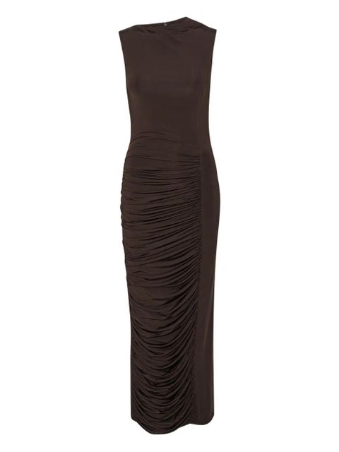 ROTATE BIRGER CHRISTENSEN ruched midi dress - Brown - zdjęcie produktu nr 1