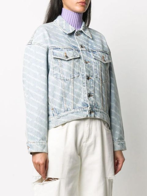 Alexander Wang Falling Back logo-print denim jacket - Blue
