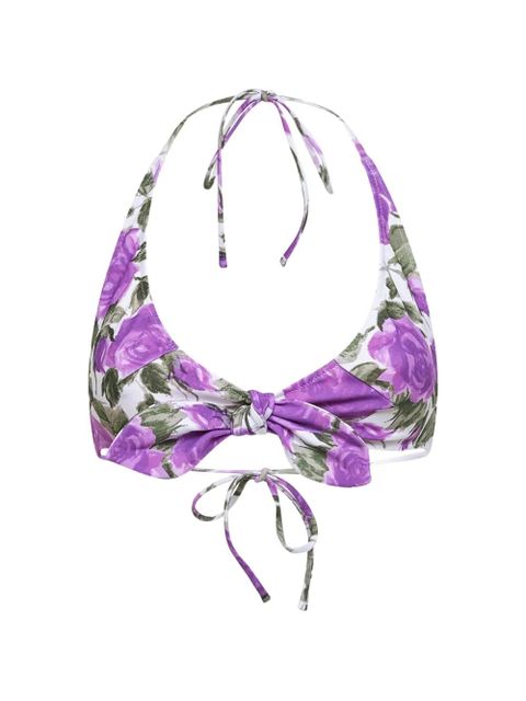 Chloé bow rose-print bikini top - Purple - zdjęcie produktu nr 1