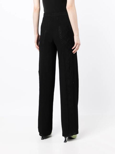 Marine Serre Crescent Moon-pattern wide-leg trousers - Black