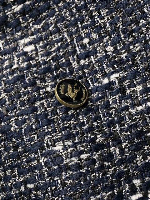 ETRO Pegaso-button tweed coat - Blue