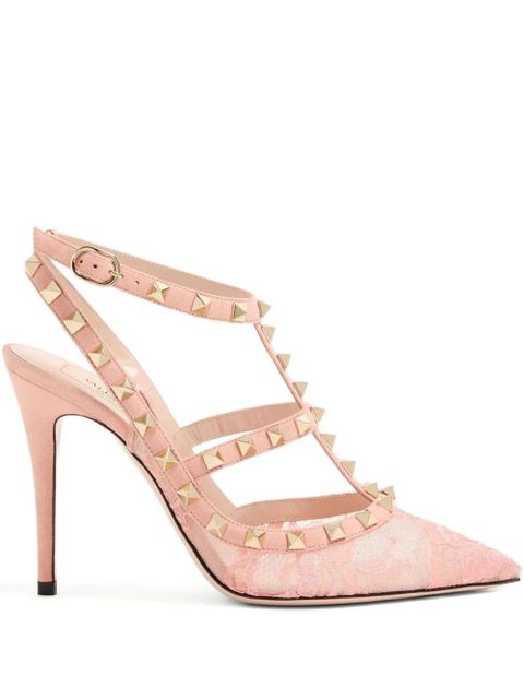 Valentino Garavani 100mm Rockstud lace stud pumps - Pink - zdjęcie produktu nr 2