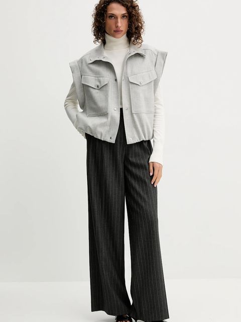 BOSS Orange bezrękawnik z dodatkiem wełny kolor szary przejściowy 50547683 - zdjęcie produktu nr 2