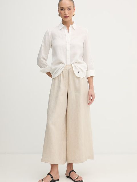 Weekend Max Mara spodnie wide leg damskie lniane FELINO - zdjęcie produktu nr 1