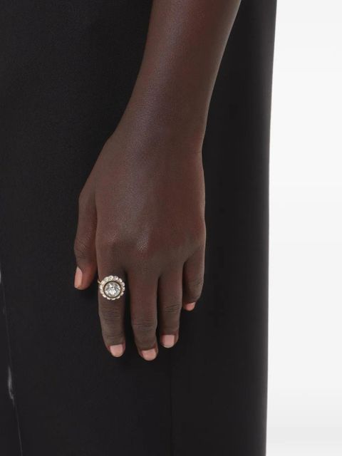 Valentino Garavani Vlogo Signature ring in metal, enamel and crystals - Gold - zdjęcie produktu nr 2
