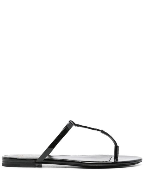 Saint Laurent Cassandra leather slides - Black
