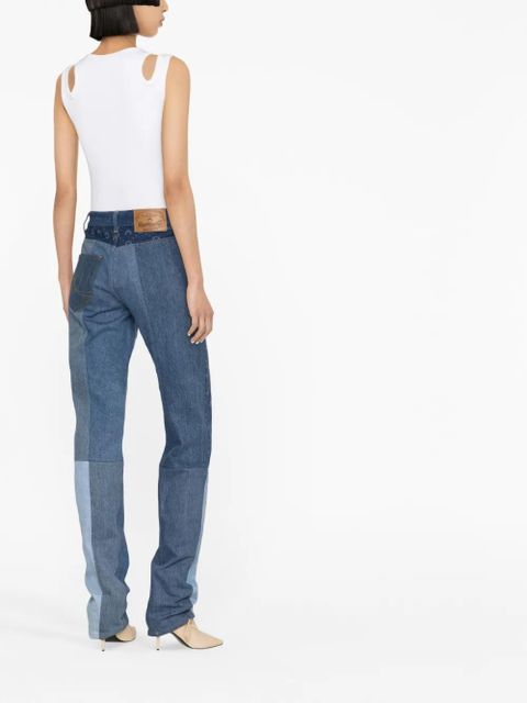 Marine Serre straight-leg patchwork jeans - Blue