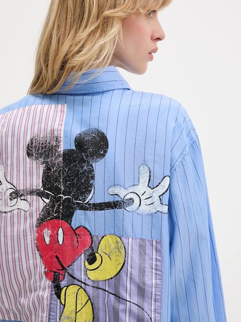 Desigual koszula MICKYSTRIPES damska kolor niebieski relaxed z kołnierzykiem klasycznym 25WWCW19