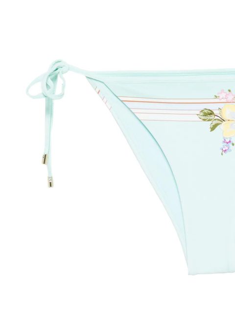 Self-Portrait floral string bikini bottoms - Green