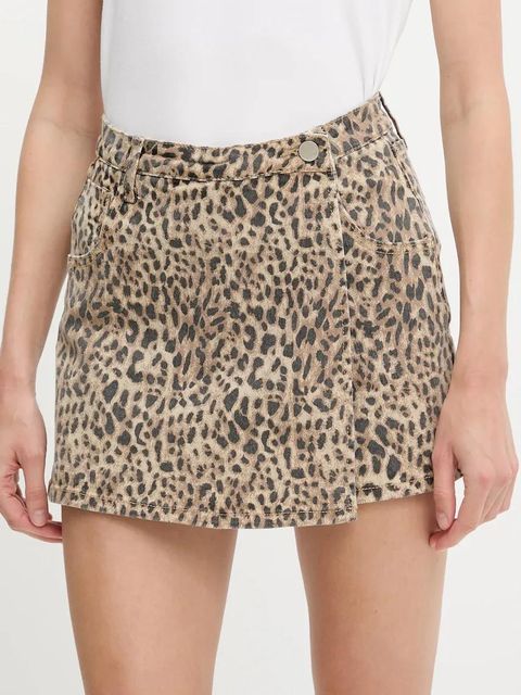 Answear.LAB spódnicospodnie jeansowe damskie kolor beżowy wzorzyste high waist - zdjęcie produktu nr 1