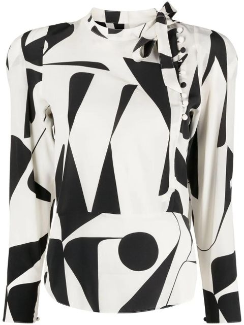ISABEL MARANT Artus abstract-print blouse - White - zdjęcie produktu nr 1