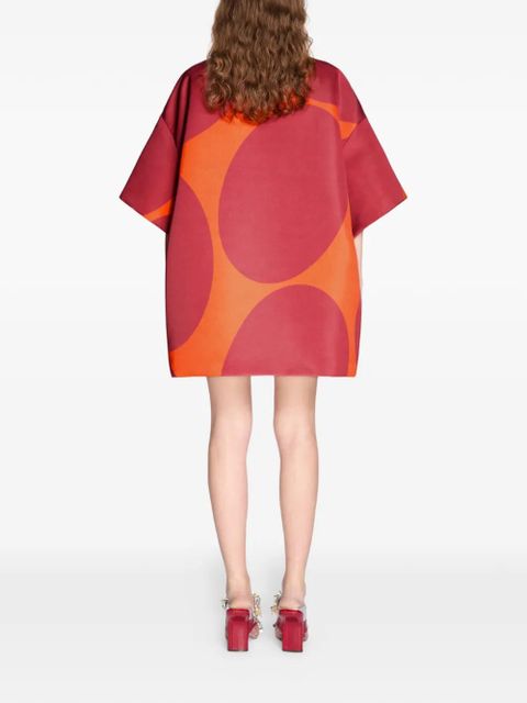 DRIES VAN NOTEN circle-print short-sleeve mini dress - Red