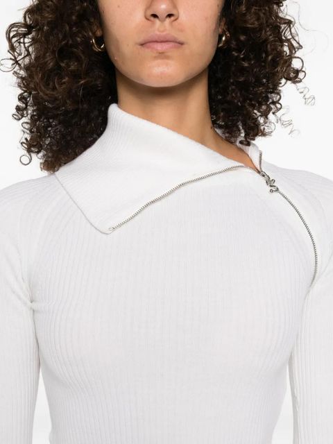 Sportmax ribbed zip-front sweater - White
