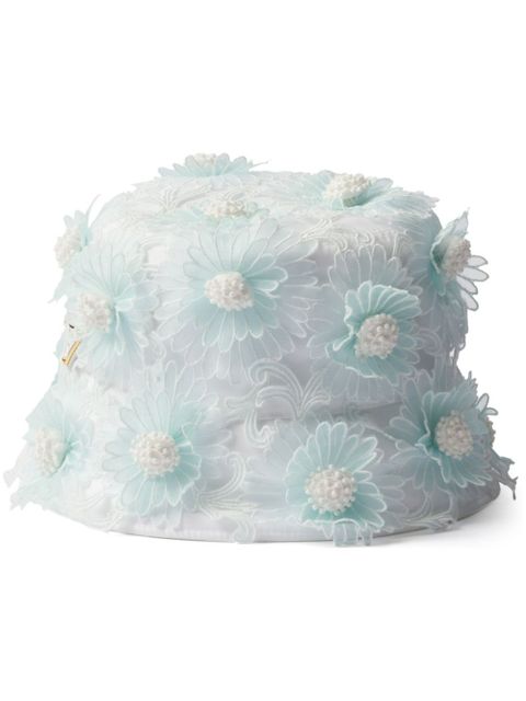Prada guipure-lace bucket hat - White