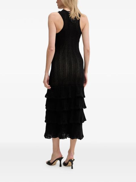 TWINSET tiered pointelle-knit dress - Black