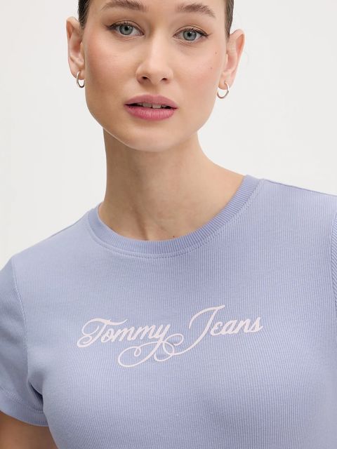 Tommy Jeans t-shirt damski kolor niebieski DW0DW21838