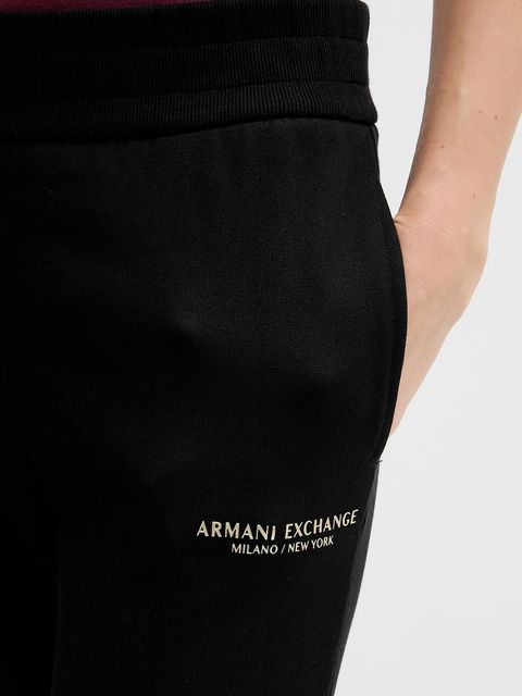 Armani Exchange spodnie dresowe bawełniane damskie kolor czarny gładkie XW001454 AF10830