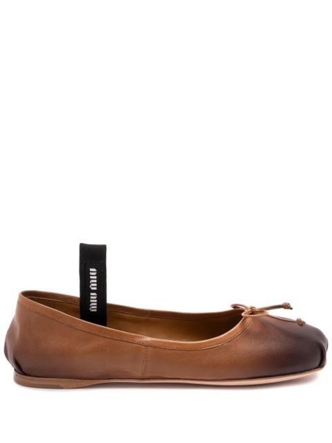 Miu Miu elastic-band bow ballet flats - Brown - zdjęcie produktu nr 1