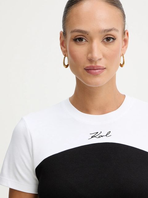 Karl Lagerfeld t-shirt bawełniany damski kolor czarny B1W17008